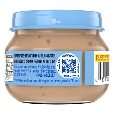 Gerber Baby Food Stage 2 Turkey & Gravy Puree Jar - 2.5oz