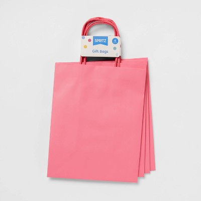 4pk Small Gift Bags Solid Pink - Spritz