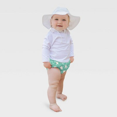 green sprouts Toddler Eco Pull-Up Turtle Printed Reusable Swim Diaper - Teal 24M