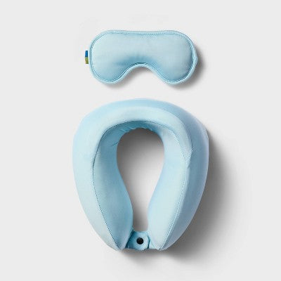 Neck Pillow and Eye Mask 2pc Set Muddy Aqua - Open Story?