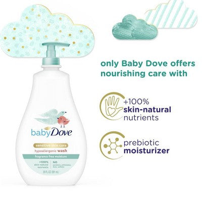 Baby Dove Fragrance Free Moisture Baby Body Wash & Shampoo Hypoallergenic for Eczema-Prone Skin - 34 fl oz