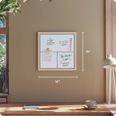 U Brands 16"x16" Flat Front Wood Frame Dry Erase Weekly Natural