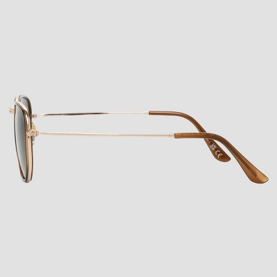 Women's Shiny Combo Round Sunglasses - Universal Thread Olive Green/Gold: Scratch-Resistant, UV Protection