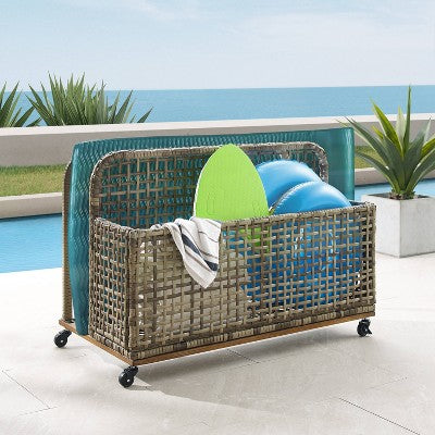 Ridley Outdoor Wicker & Metal Pool Storage Caddy - Gray - Crosley (LOCAL PICKUP ONLY)