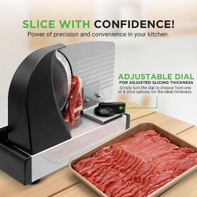 NutriChef Electric Meat Slicing Machine Precision Slicing for Meat, Cheese, and More – Efficient and Easy to Use