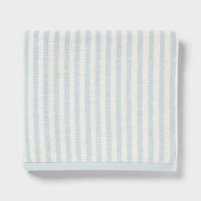 2pk Coastal Oversized Bath Towel Blue Striped - Threshold