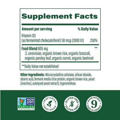 MegaFood Vitamin D3 2000 IU for Bone Health & Immune Support Tablet - 30ct