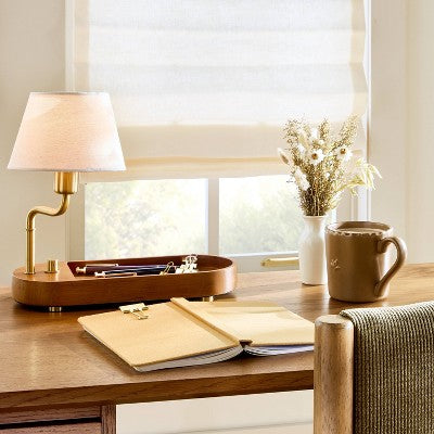 Swivel Accent Table Lamp with Mid Tone Wood Tray - Hearth & Hand with Magnolia