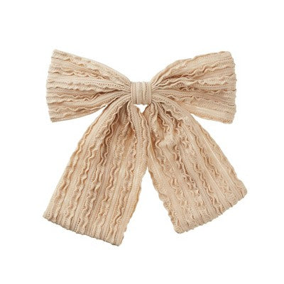 scunci Boho Chic Textured Bow Barrette - Latte - All Hair