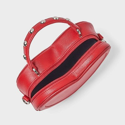 Girls' Studded Heart Shaped Crossbody Bag - art class Red
