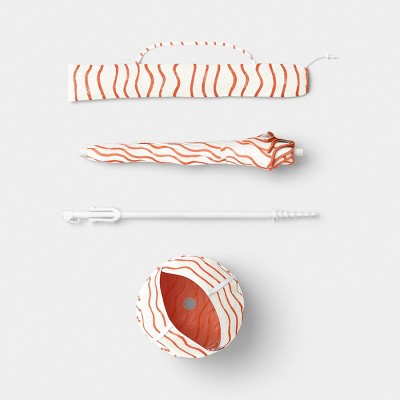 6' Round Striped Beach Umbrella Orange - Room Essentials (LOCAL PICKUP ONLY)