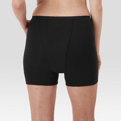 Hanes Women's 2pk Comfort Period Boxer Briefs, Super Leaks - Black 6: Moisture Wicking, High Rise, Absorbent Panel