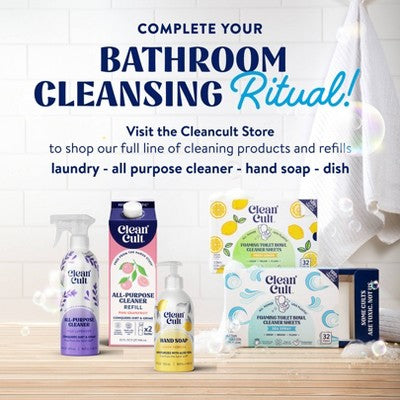 Clean Cult Toilet Bowl Cleaner Sheets - Sea Spray - 32ct: Ceramic Surface, Cleans, Eliminates Odors, Stains