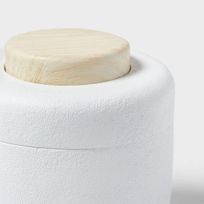 Modern Resin Bath Canister Wood Top - Threshold