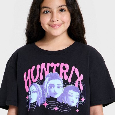 Girls' KPop Demon Hunters Huntrix d Graphic T-Shirt - Black S