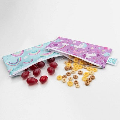 Bumkins Reusable Snack Bag 2 Pack - Rainbows/Unicorn