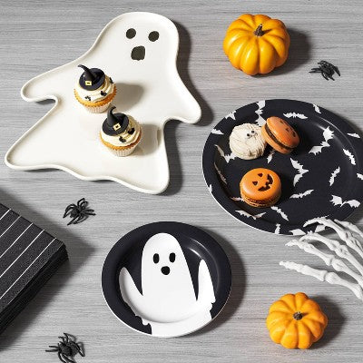 8.5" Halloween Melamine Bats Salad Plate Black - Hyde and EEK! Boutique