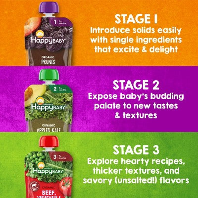 Happy Baby Organics Clearly Crafted Stage 2 Pears, Kale & Spinach 4oz