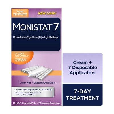 Monistat 7-Dose Yeast Infection Treatment 7 Disposable Applicators & 1 Cream Tube - 1.9oz