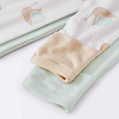 Baby 2pk Snails Soft Modal Blend Pajamas Cloud Island Mint 3-6M