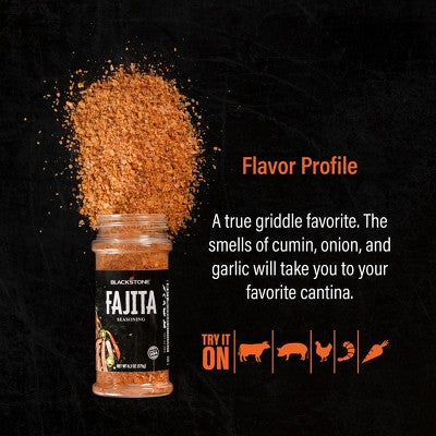 Blackstone 6.2oz Fajita Seasoning: BBQ Rub with Cilantro & Garlic, Ready to Use Spice Mix