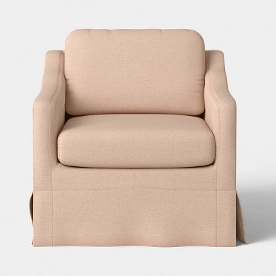 Detailed Slope Arm Slipcover-style Swivel Accent Chair Performance Fabric Blush - Threshold designed with Studio McGee; Assembly Required (LOCAL PICKUP ONLY)