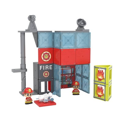 Tile Town Fire Station Magnetic Tiles Playset