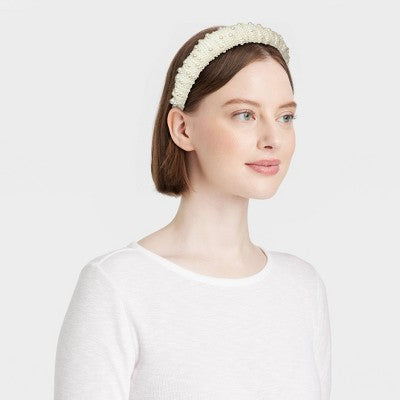 Padded Pearl Hair Headband - A New Day Ivory