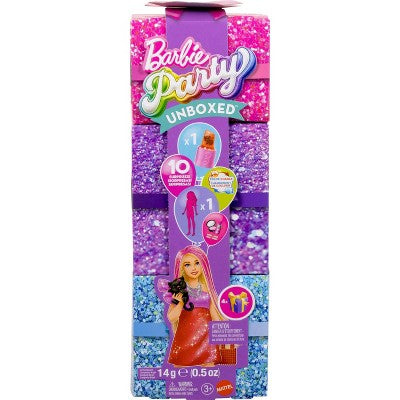 Barbie Party Unboxed Glam Party Series Red Sparkle Doll & Accessories with 10 Surprises