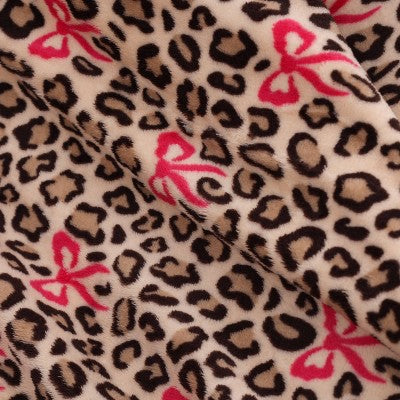 Kelly Leopard with Bows Throw Blanket Pink