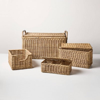 Large Rattan Storage Basket with Lid - Hearth & Hand with Magnolia (LOCAL PICKUP ONLY)