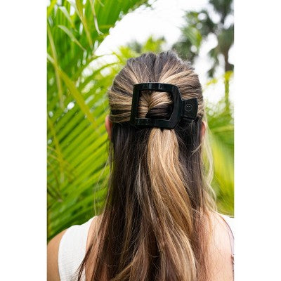 TELETIES Large Flat Square Hair Clip - Jet Black