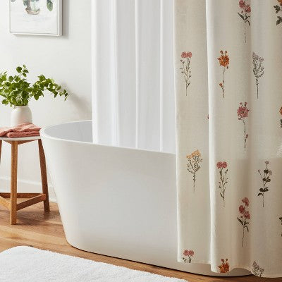 71"x71" RPET Fabric Mid Weight Shower Liner White - Threshold: Mildew Resistant, Machine Washable, Grommet Top