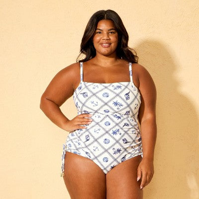 Women's Shell Print Swimsuit - Shade & Shore Blue/White 18