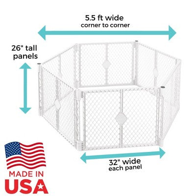 Toddleroo by North States Superyard 6 Panel Playard Baby Gate 32"-192" - White (LOCAL PICKUP ONLY)