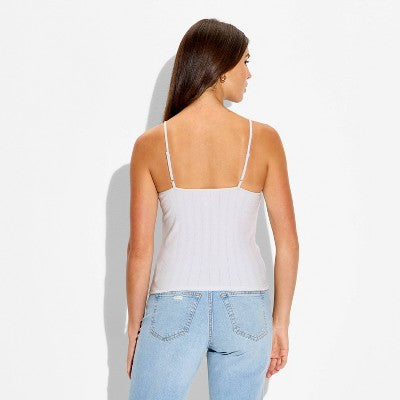 Women's Pointelle Graphic Camisole - Wild Fable Gray Floral S