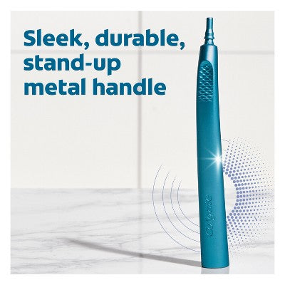 Colgate 360 Floss Tip Toothbrush with Metal Handle and 2 Replaceable Brush Heads - Trial Size - Blue