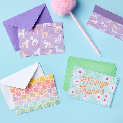 10ct 'Many Thanks' Cards - Spritz: Floral Glitter Notecards & Envelopes, Abstract Design, All Occasions, Multicolored