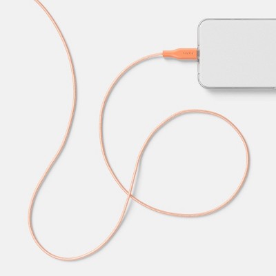 3' USB-C to USB-C Silicone Translucent Jelly Charging Cable - heyday Peach: Male-To-Male Connection