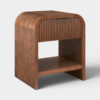 Lupine Reeded Side Table with One Drawer Brown - Fully Assembled (LOCAL PICKUP ONLY)