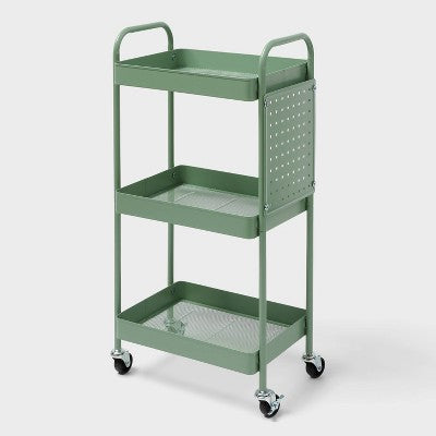 3 Tier Pegboard Cart Green - Brightroom