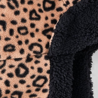 Girls' Leopard Printed Recycled Fleece Trapper Hat - Cat & Jack Brown/Black