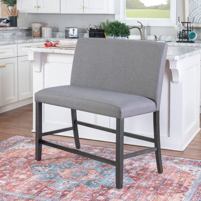Powell Barnes Upholstered Counter Bench Black/Gray (LOCAL PICKUP ONLY)