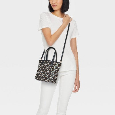Mini Coated Canvas Tote Bag - A New Day Black