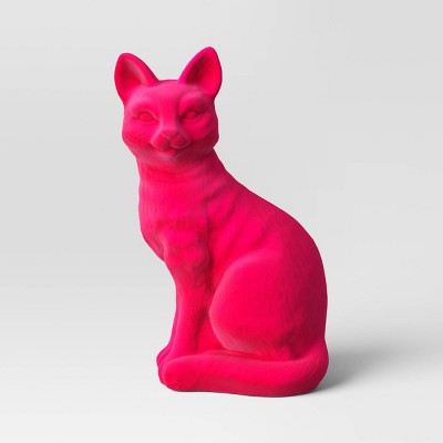 11" Plastic Flocked Neon Pink Cat Halloween Decorative Sculpture - Hyde & EEK! Boutique