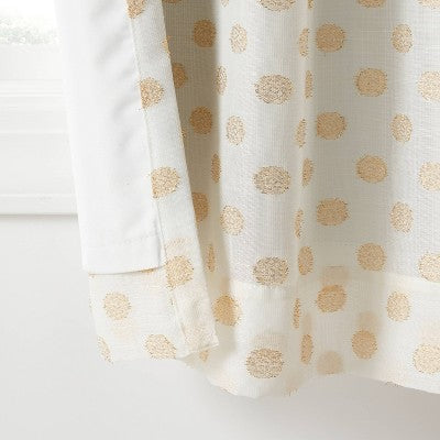 42"W x 84"L Clipped Dotted Kids' Blackout Window Curtain Panel Metallic Gold - Pillowfort