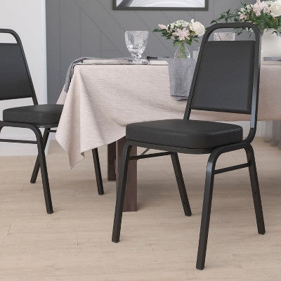 Flash Furniture HERCULES Series Trapezoidal Back Stacking Banquet Chair in Black Vinyl - Black Frame (LOCAL PICKUP ONLY)