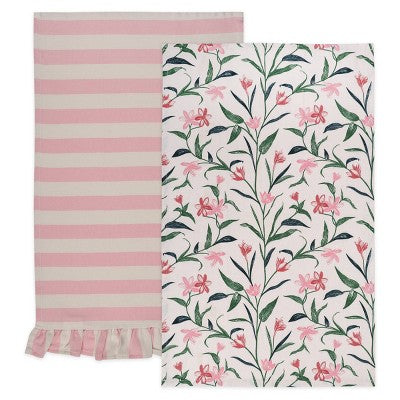 2pk Dish Towels Spring Floral Pink - Bullseye's Playground