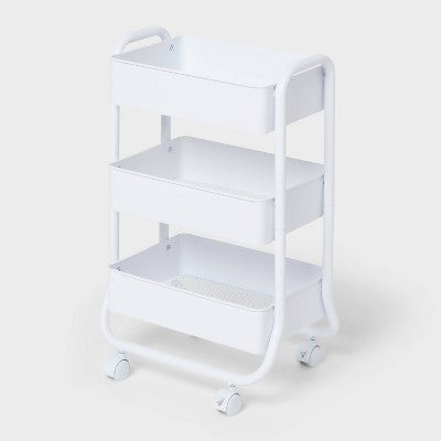 3 Tier Metal Utility Cart Small White - Brightroom
