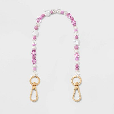 Beaded Accessory Wristlet/Phone Strap - A New Day Pink/White